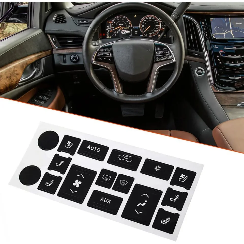 Nálepka na opravu prístrojovej dosky pre Cadillac Escalade ext ESV Climate Control a Rádio opotrebované nálepky na opravu gombíkov