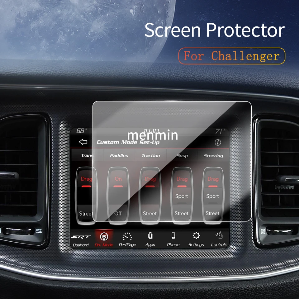 Nálepky na autá Dash CarPlay zrkadlové chránič obrazovky Displej temperovaného skla Ochranné filmové vozidlo pre 24 Dodge Challenger