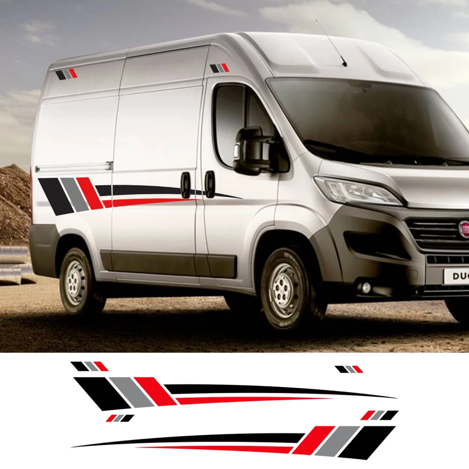 Nálepky na bočné nálepky na bočné teleso van pre Peugeot Boxer Citroen Jumper Fiat Ducato Motlehome Stripes Grafické nálepky
