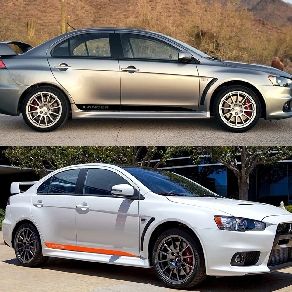 Nálepky na bočné pruhy 2ks pre nálepky pre Mitsubishi Lancer Tuning Accessories DIY Automatické vinylové filmové obtisky Športový štýl