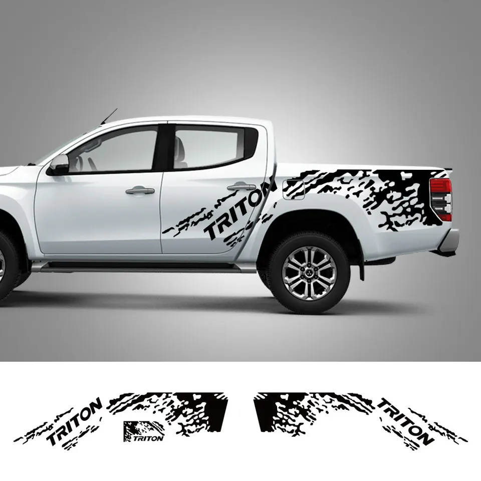Nálepky na bočné snímače pre Mitsubishi Triton L200 Grafika nákladného automobilu Splash Grunge Decal Decal Trunk Vinyl Cover Automatické príslušenstvo