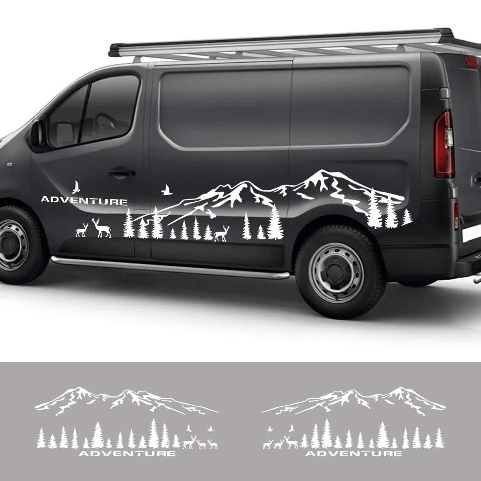 Nálepky na bočné vozidlá na bočné vozidlá pre Renault Trafic 2 3 Mk3 Mk2 Mk1 Tuningové doplnky Camper Van Mountain Graphics Vinyl Film Decals