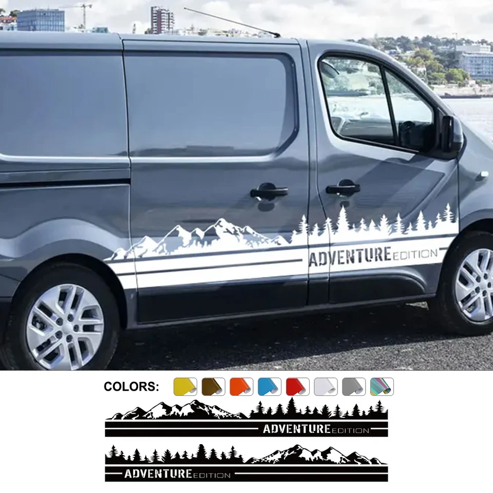 Nálepky na dvere automobilov 2ks pre Renault Trafic 3 2 Mk1 Mk2 Mk3 ladenie príslušenstva Camper Van Side Stripes Grafika Vinyl Film Decals