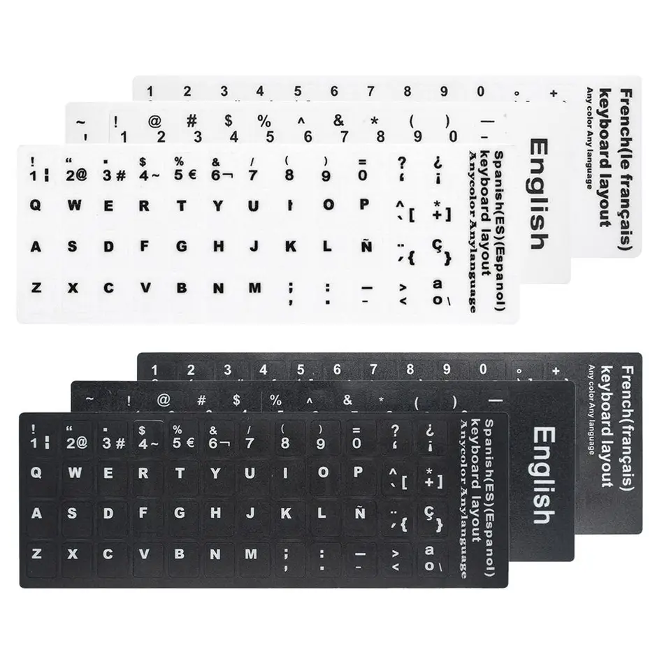 Nálepky na klávesnicu odolné voči opotrebovaniu španielsky/anglický/ruský/deutsch/arabčina/talianska/japonská náhrada za notebookový počítač