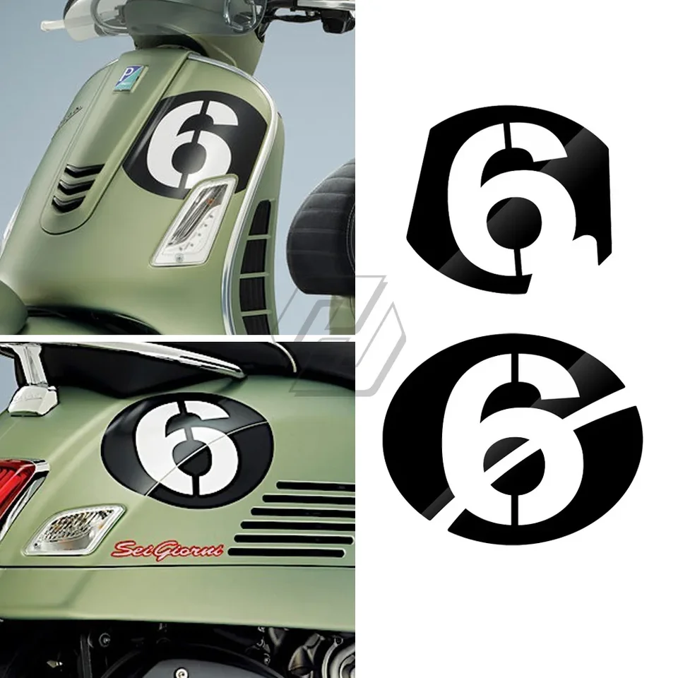 Nálepky na motocykle Číslo 6 Prípad pre Piaggio Vespa Series 2 SEI Giorni GTS 300 GTS300 GTS300ie SuperSport