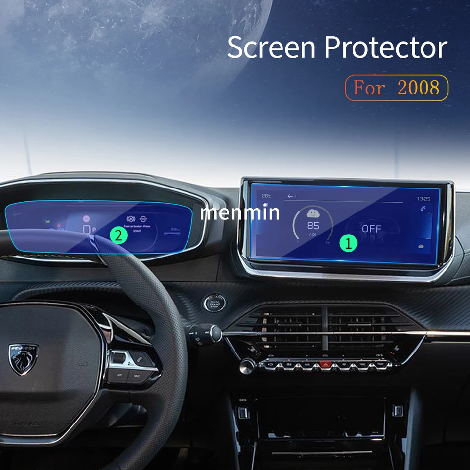 Nálepky na nálepky CarPlay Screen Ochranca Displej Temperované sklo Protectívne filmové príslušenstvo pre vozidlá pre Peugeot 2008 E2008 2024