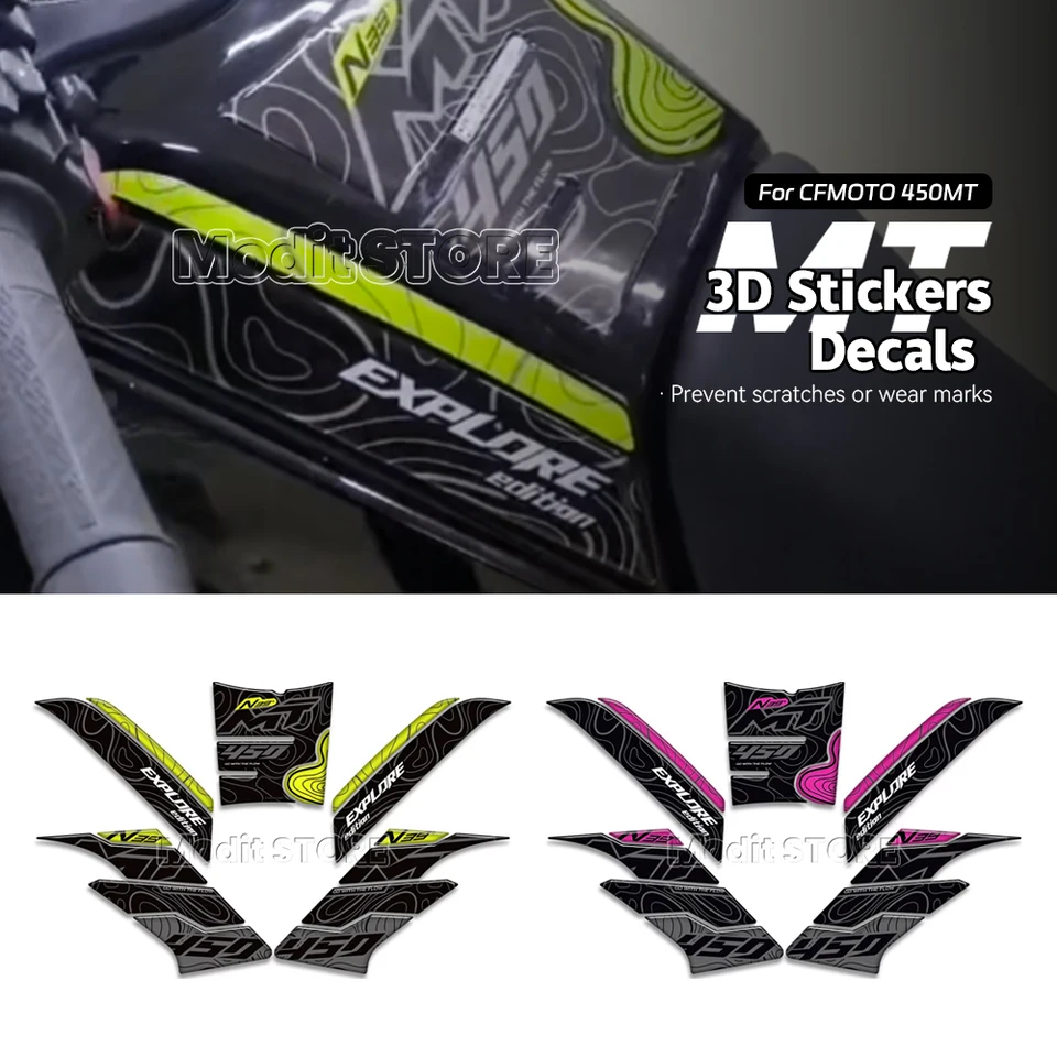 Nálepky na nálepky na handery na motocykli nálepky na panel Panel Pad Path Paliak 3D nálepky Chráňte predný blatník pre CFMoto 450MT 450 MT MT450