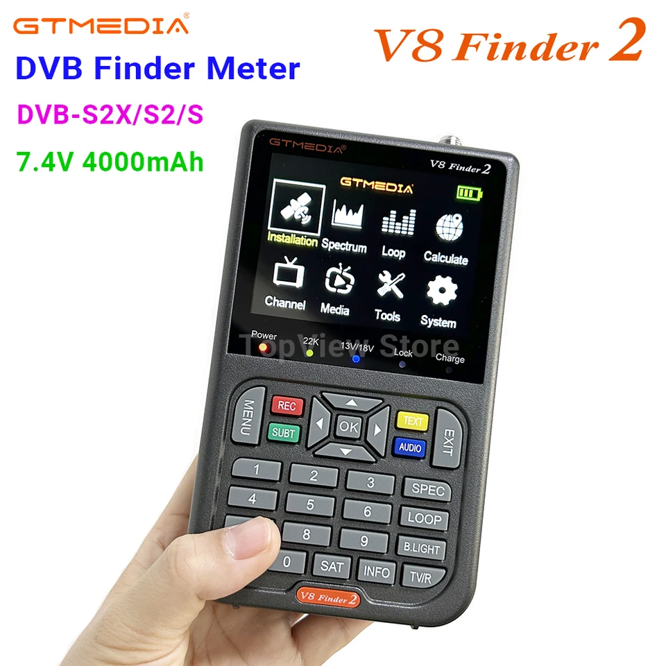 Nálezca GTMedia V8 Finder 2 Satellite Meter DVB-S/S2/S2X Podpora H.264 7,4 V/4000 mAh Li-Ion batéria 3,5 palca LCD LCD rýchle nabíjanie V8 Finder2