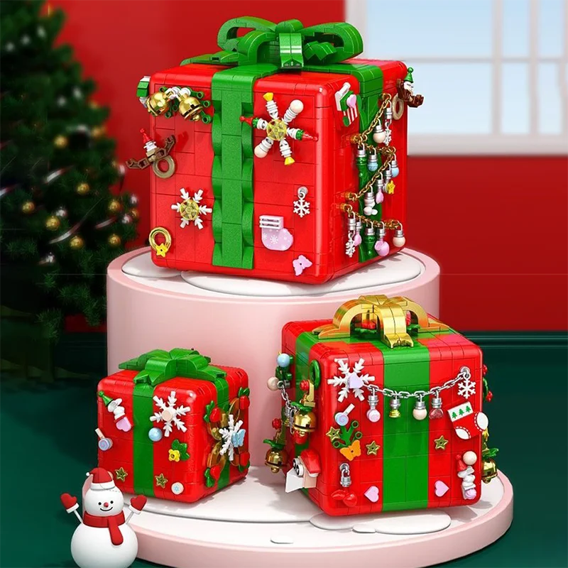 Nápady The Vianoce prekvapenie darčekové boxy Model Budovanie tehál Santa Claus Tree Blocks Vzdelávanie hračiek pre deti chlapci dievčatá darček pre vás