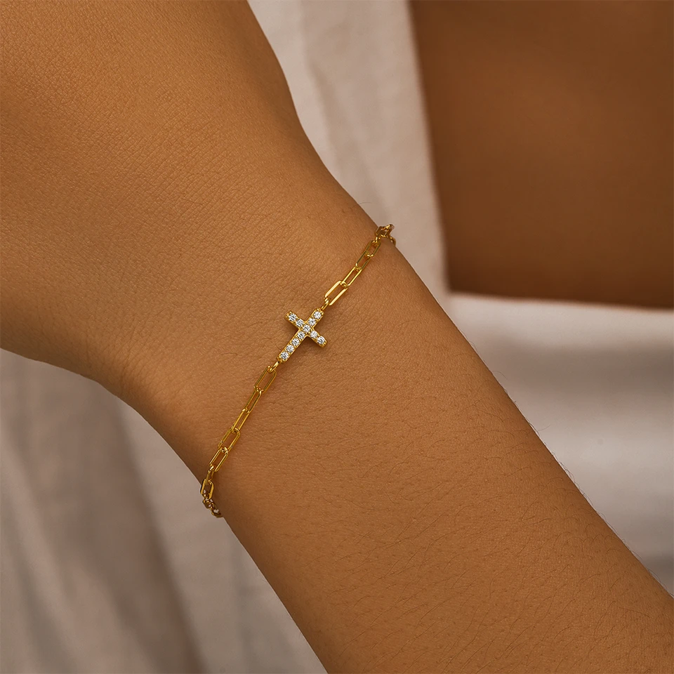 Náramok Canner 925 Sterling Silver Paper Clip Cross Cross pre ženy Pulzeras majer jemné šperky darčeky Bransoletka