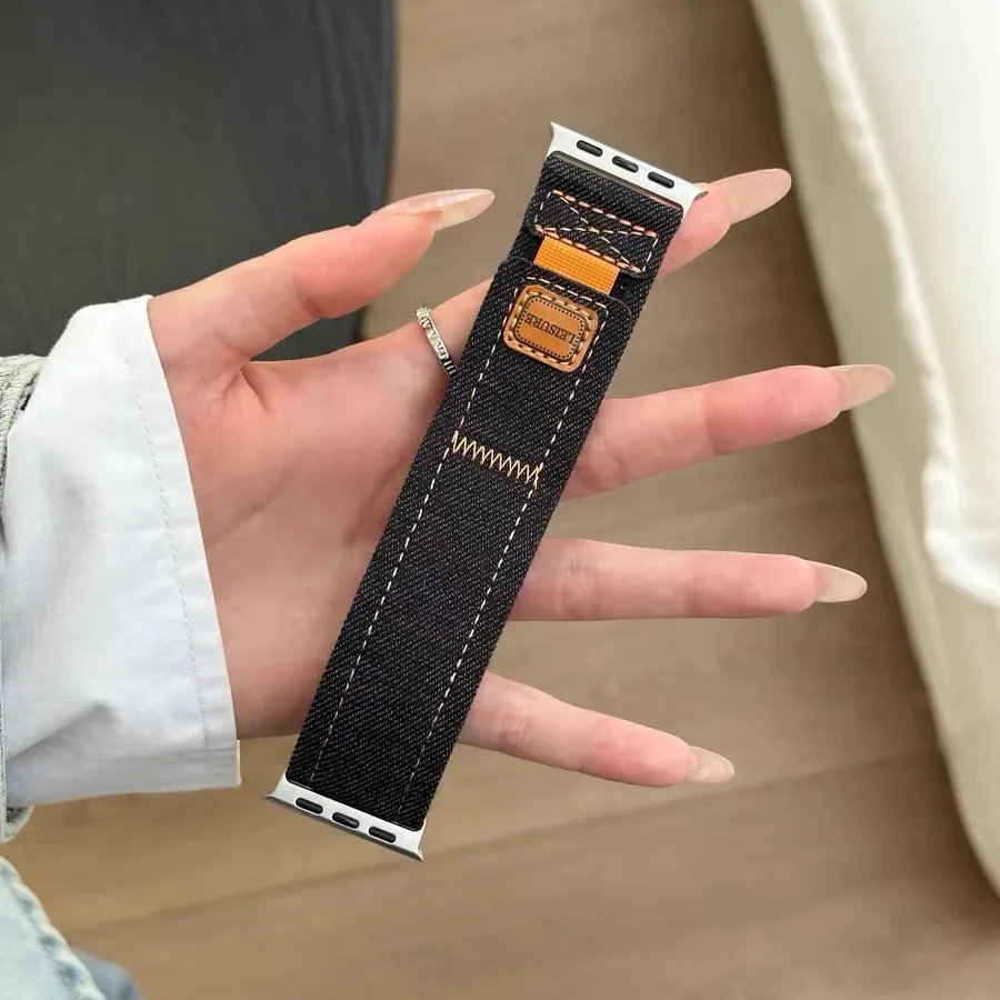 Náramok Denim Loop pre Apple Watch Ultra2/1 Series 9 8 7 49 mm 45 mm 44 mm 42 mm mäkký pás pre IWatch 6 5 4 SE 40 mm 41 mm 38 mm remienok