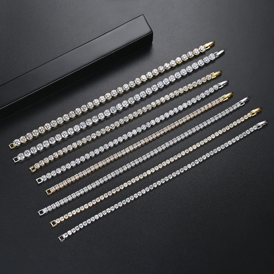 Náramok Moissanit pre ženy Solid 14k 10k 10k žlté zlato Gra Moissanite Tennis Náramok pre zásnubné vianočné darčeky
