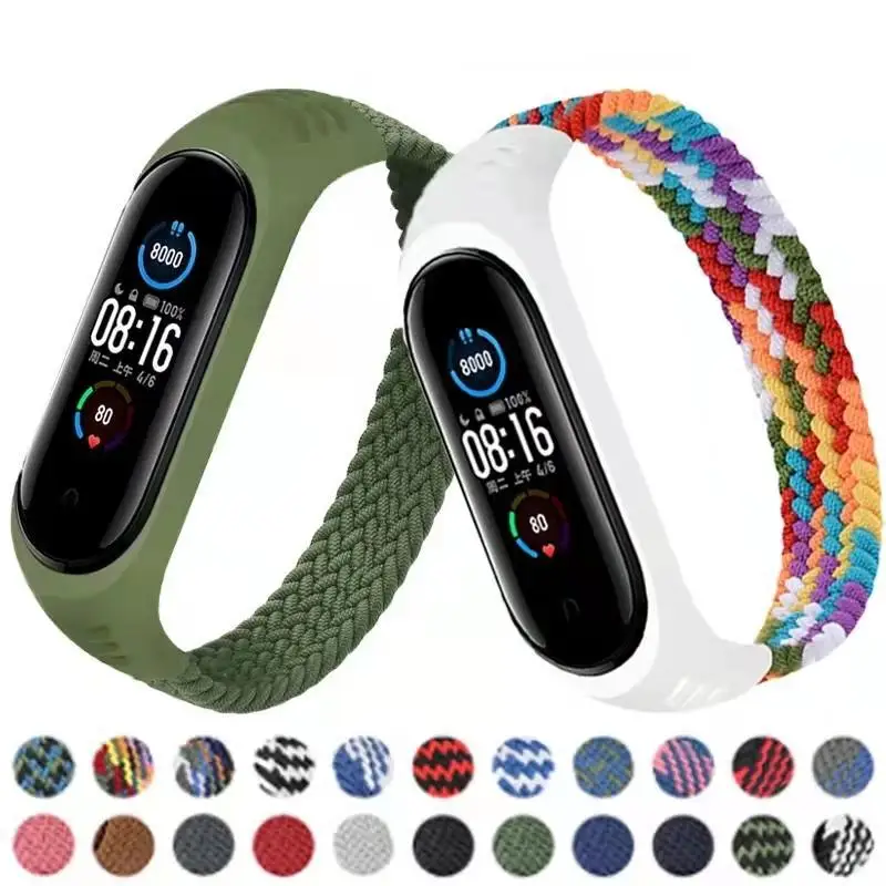 Náramok pre Xiaomi Mi Band 6 Strip Nylon Braided Solo Lop Loop WatchBand NFC Smart Watch Miband 7 Belt Correa na Mi Band 9 7 5 4 3