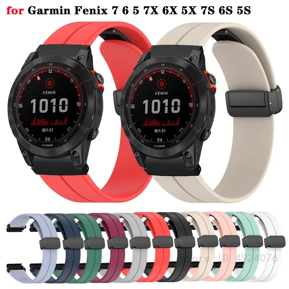 Náramok s rýchlym uvoľňovaním popruhu pre garmin fenix 7s 6s 5s 7 6 5 7x 6x 5x Fenix3 hR magnetické skladacie spona Silikónový popruh náramok