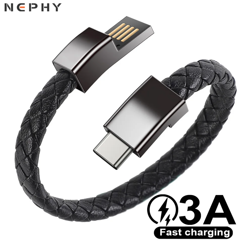Náramok typu C USB kábel pre Samsung A30 A50 Huawei Xiaomi Mi Redmi Poznámka 10 USBC Telefón rýchle nabíjacie kábel