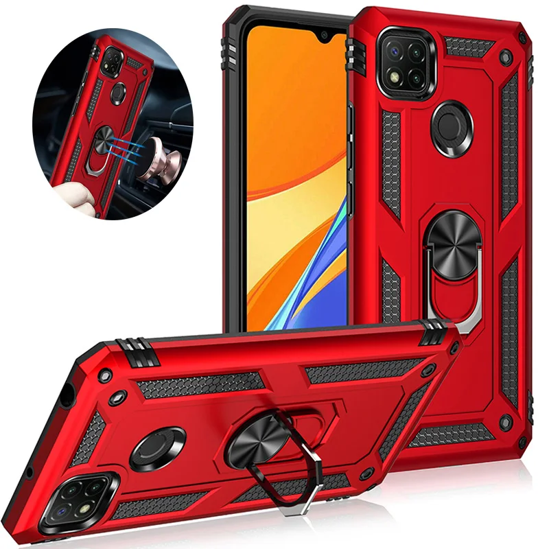 Nárazový brnenie pre Xiaomi Redmi 9 9T 9a 9C NFC Puzdro pre telefón pre Redmi Note9 Pro Ring stojan Bumper Silikone Telefón