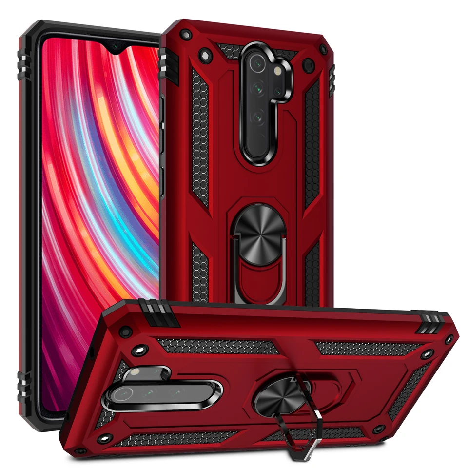 Nárazový brnenie pre Xiaomi Redmi Note 8 Pro 8T Puzdro pre telefón pre Redmi 7 7a 8 8a Ring Stand Bumper Silikone Telefón zadný puzdro