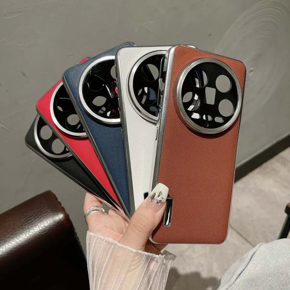 Nárazový kožený elektrotechnický matný matný tvrdý puzdro pre Xiaomi 14 Ultra Mi 13 Ultra Mi15, Slim Metal Camera Protection Cover Funda