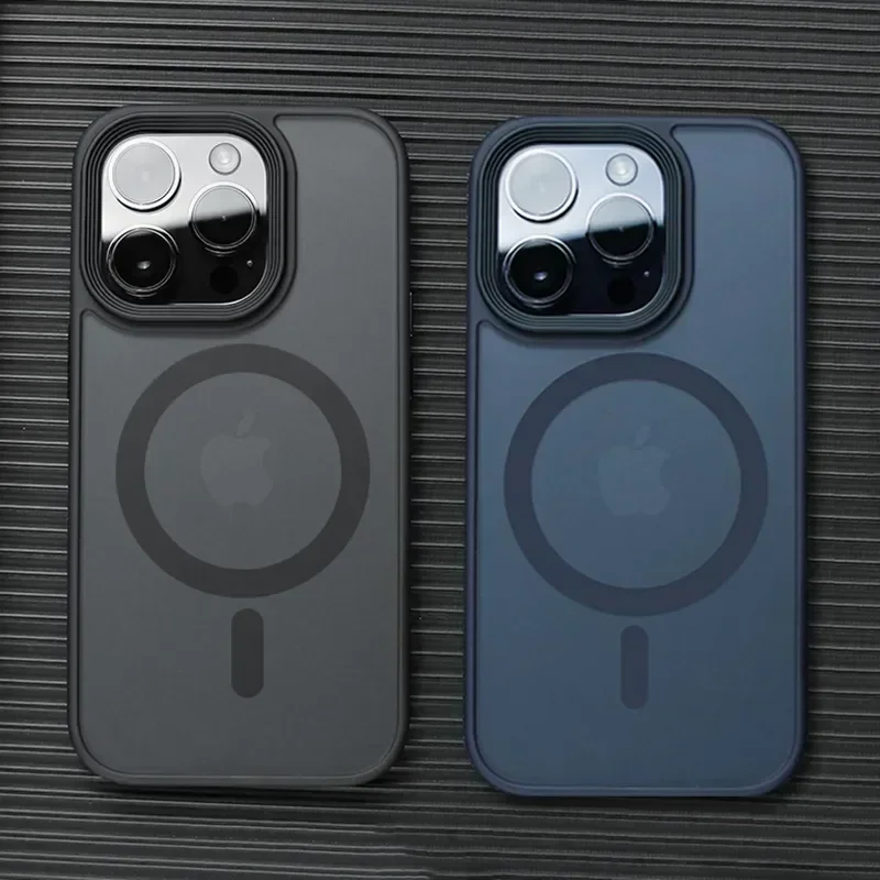 Nárazový matný priehľadný puzdro pre iPhone 16 13 11 12 14 15 Pro Max Plus pre magnetický bezdrôtový kryt Magsafe