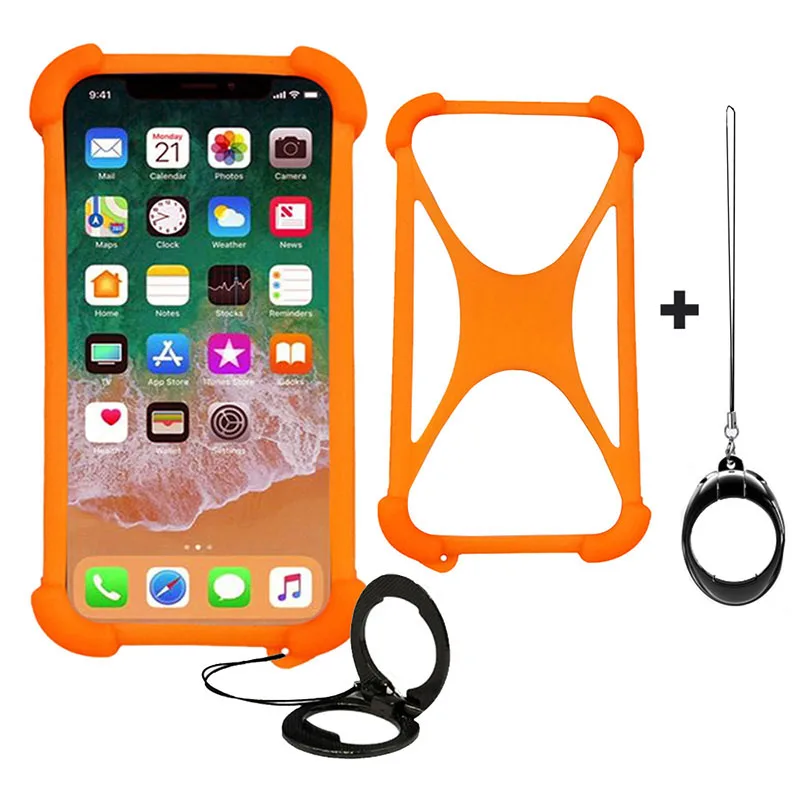 Nárazový prípad pre Blu Studio X10L X12 Silikónový elastický nárazník Ring Ring Držiteľ telefónu pre Blu View 2 B130DL Universal Case Case