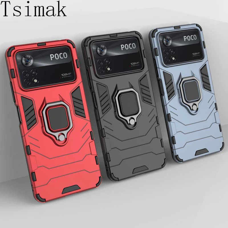 Nárazový prípad pre Xiaomi POCO X5 X6 F5 M6 PRO X3 X4 GT F2 F3 F4 m3 m4 m5 m5s C40 C65 4G 5G Cover Cover Armor Držiteľ zadku Coque Coque