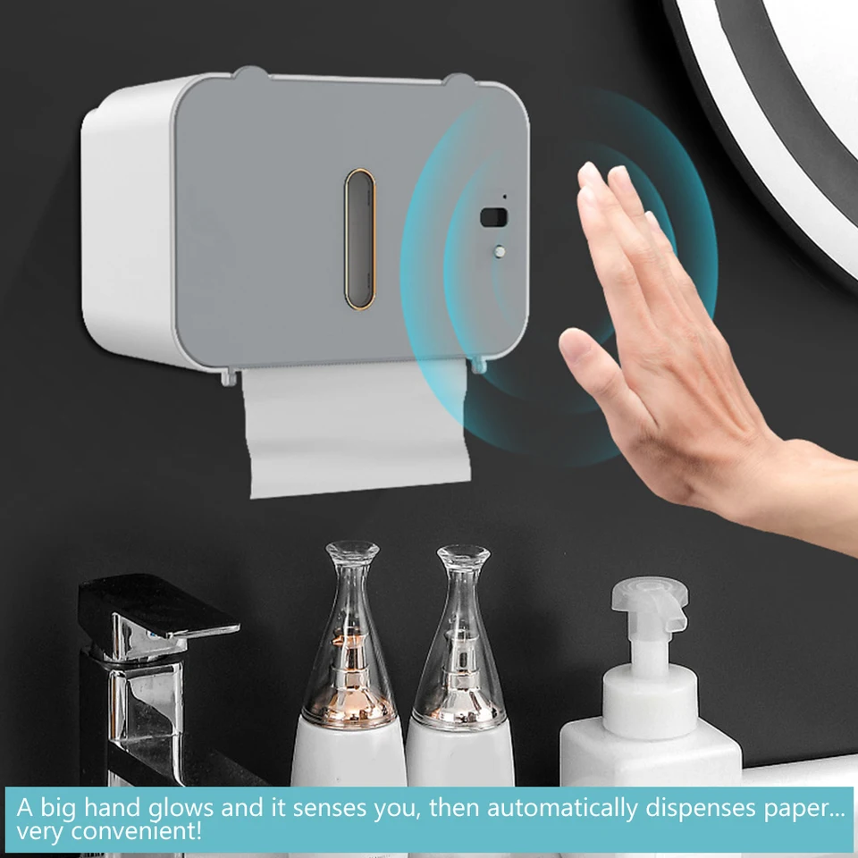Nástenná montáž tkaniva Storage Box Witerproof Smart Sensor Pumping Paper Box USB nabíjanie bez inštalácie diery Multifunkčná