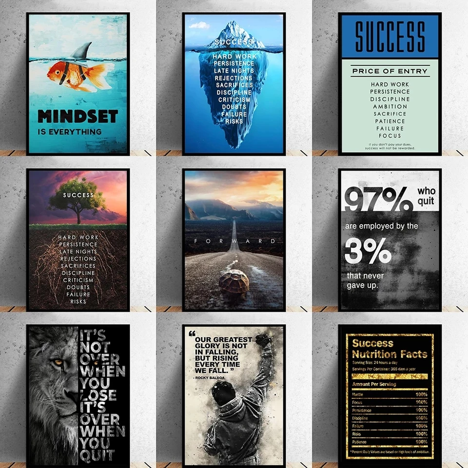 Nástenné maľby Office Domáce dekorácie plátno Obrázok Motivácia Úspech Art Plagáty pre domáci dizajn bezrámové nástenné umelecké výtlačky