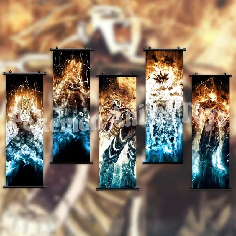 Nástenné umelecké diela anime plátno Dragon lopty obrázky goku maľba vegeta iv tlačené plagát syn gohan závesný zvitky Home dekorácie