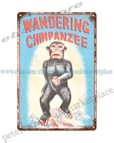 nástenné umenie retro hračky Japonsko Wanering Waning šimpanz Play House House Metal Cin Sign