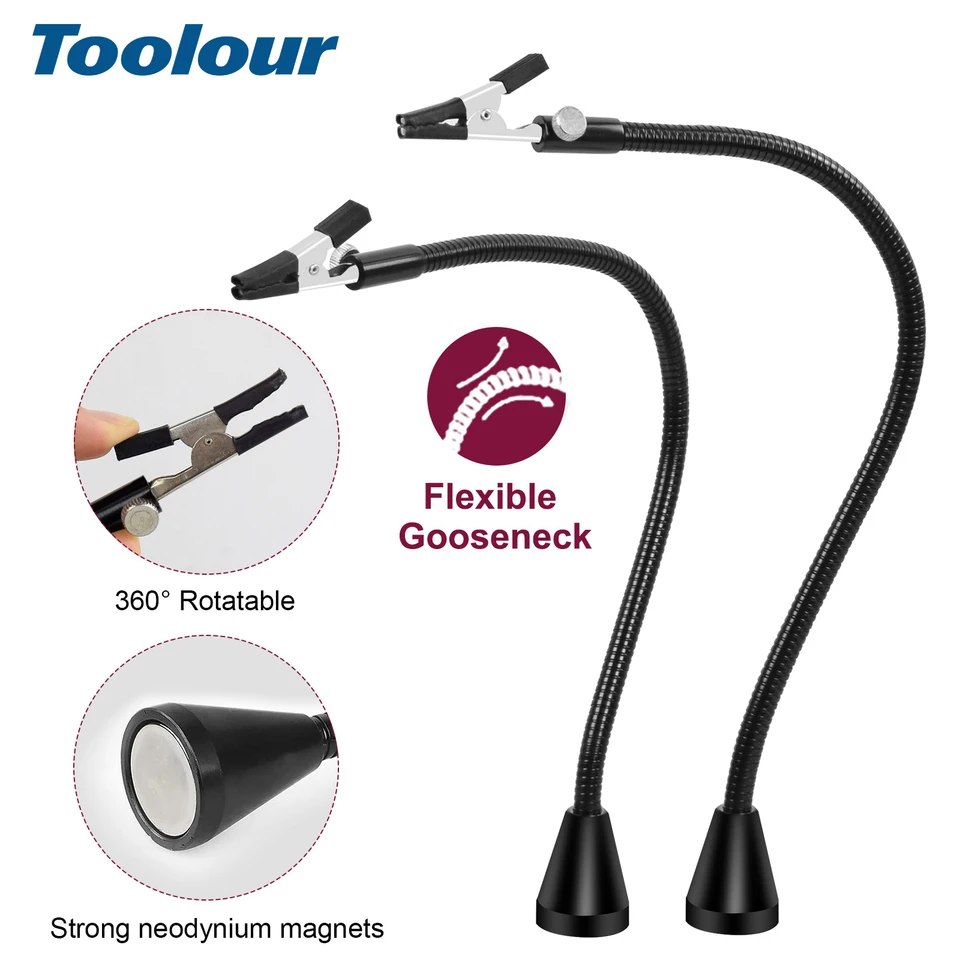 Nástroj 2 PCS Magnetické flexibilné gooseneck ramená s aligátorovými klipmi 4 držiak PCB na spájkovanie pomocných rúk Tretia ruka Nástroj