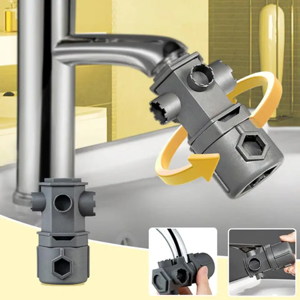 Nástroj na kľúče pre všetko v jednom pre faucet 16 v 1 Multifunkčný kľúč kuchyne a kúpeľňa z voda