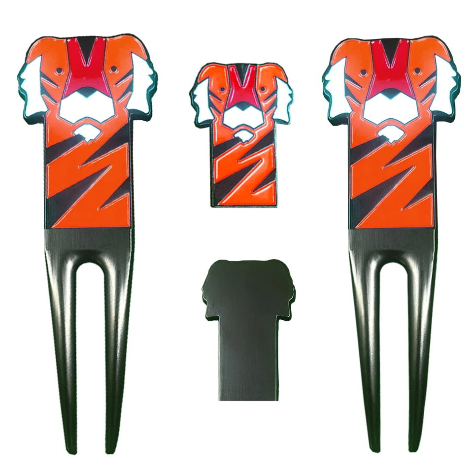 Nástroj na opravu golfového divotu s golfovým loptičkovým markerom anti-škrabka karikatúra Tiger Pattern Golf Pitch Repairer Divot Golf Golf Accessory