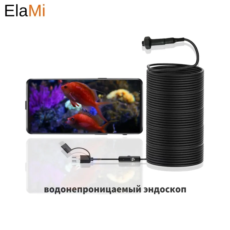 Nástroj na rybolov zimného ľadu 8,0 mm 15 m/20 m/30 m Endoskop Priemyselný boreskop IP68 720p 8 LED pre smartfón s Androidom