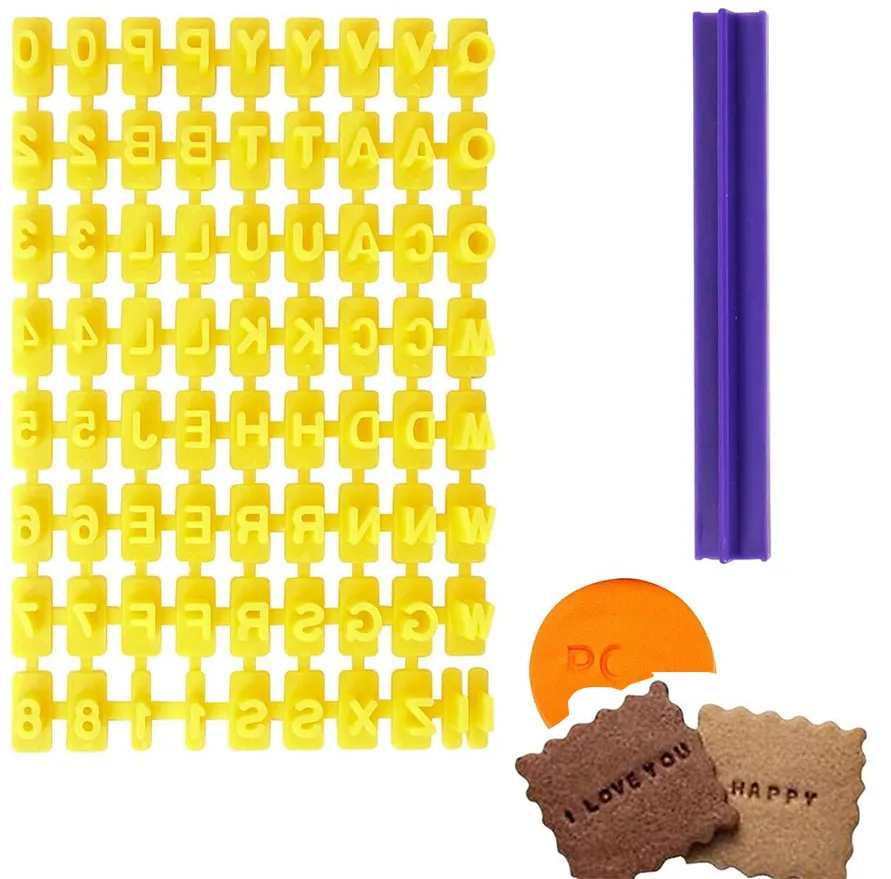 Nástroje na zdobenie cookie s abecedou List listovej pečiatky Reliéfové šablóny Stencils cukor pasta fondant formy sušienky pečenie formy