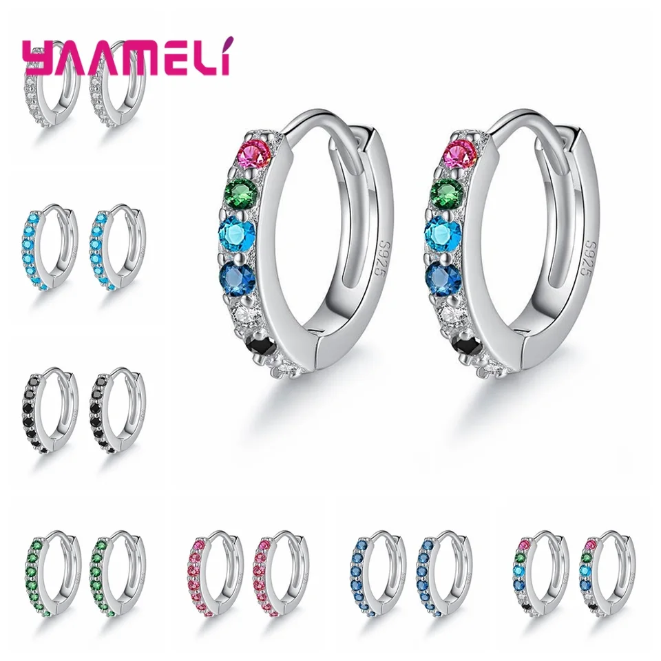 Náušnice pre ženy Dievčatá Jednoduchý klasický krištáľový slučkový obruč 925 Sterling Silver Jewelry Hot Sale Svadobné zasnúbenie príslušenstva