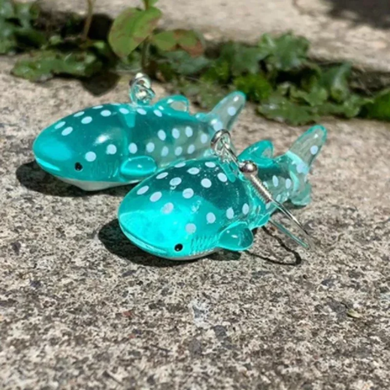 Náušnice z rýb s modrou veľrybou - roztomilé náušnice kawaii