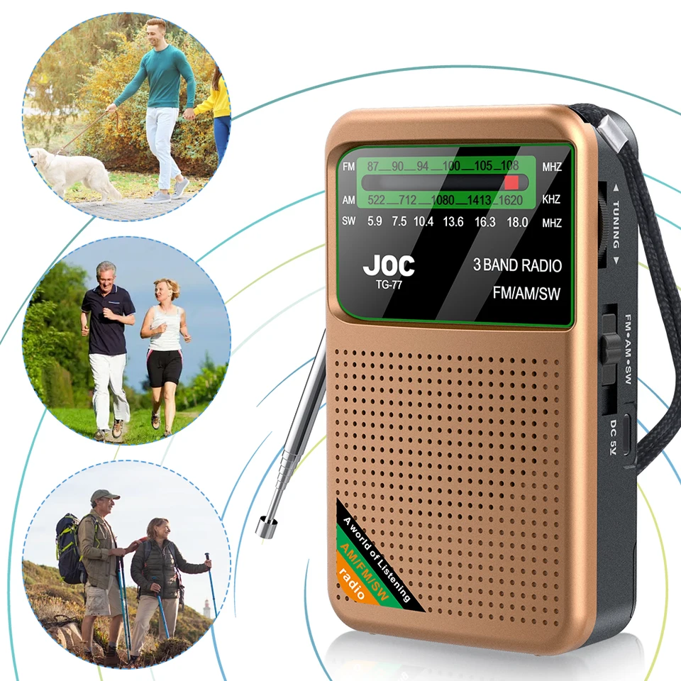 Núdzové vreckové rádio FM Am SW Radio Vstavané reproduktorové vreckové rádiové podpora Automatické vyhľadávanie s obrazovkou HD Display pre starších