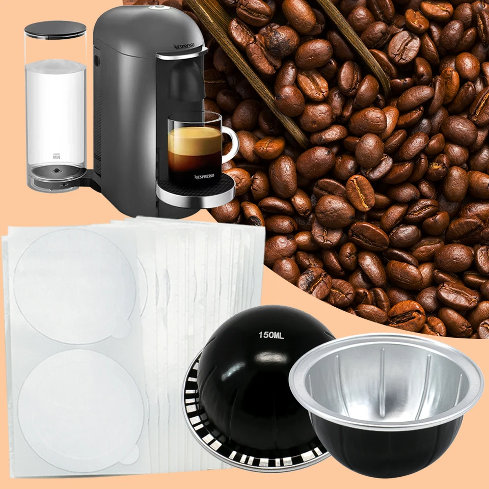 O opakovane použiteľné hliníkové kávové kapsuly kompatibilné s Nespresso Vertuo Machine - odolné kávové strieky pre milovníkov espressa