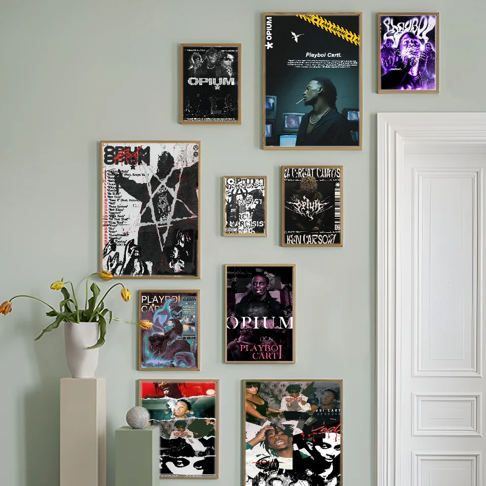 O-Opium rap playboi carti anime plagáty lepivé hd kvalitné nástenné umenie retro plagáty pre domácu kawaii izbu dekor