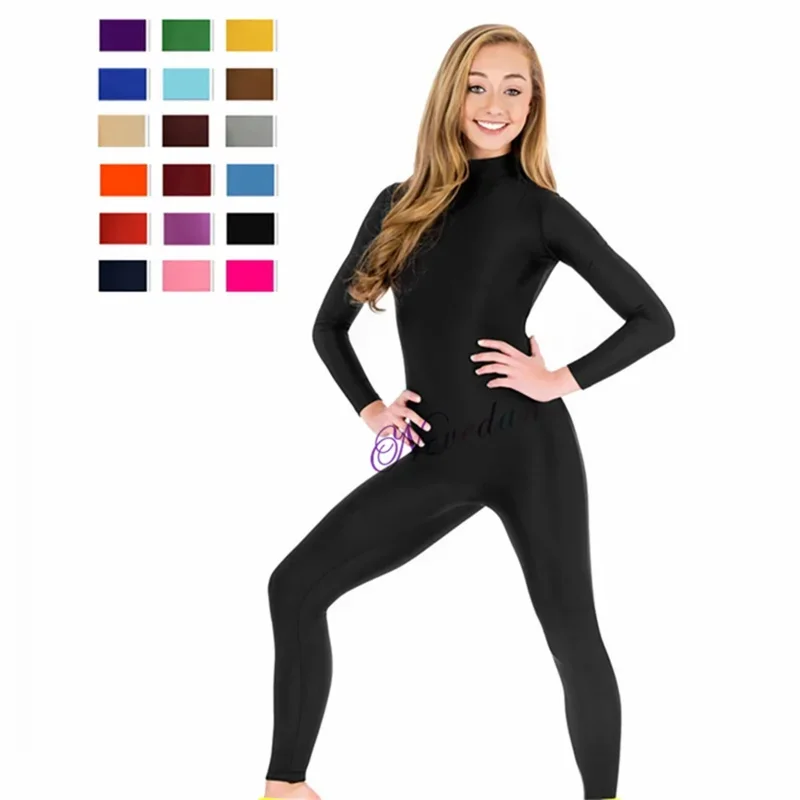 O Ženy s dlhým rukávom Mock Bodysuit Footed Unitard plus veľkosti spandex kombinézy pre mužov tanec hollwen zentai cosplay kostým o