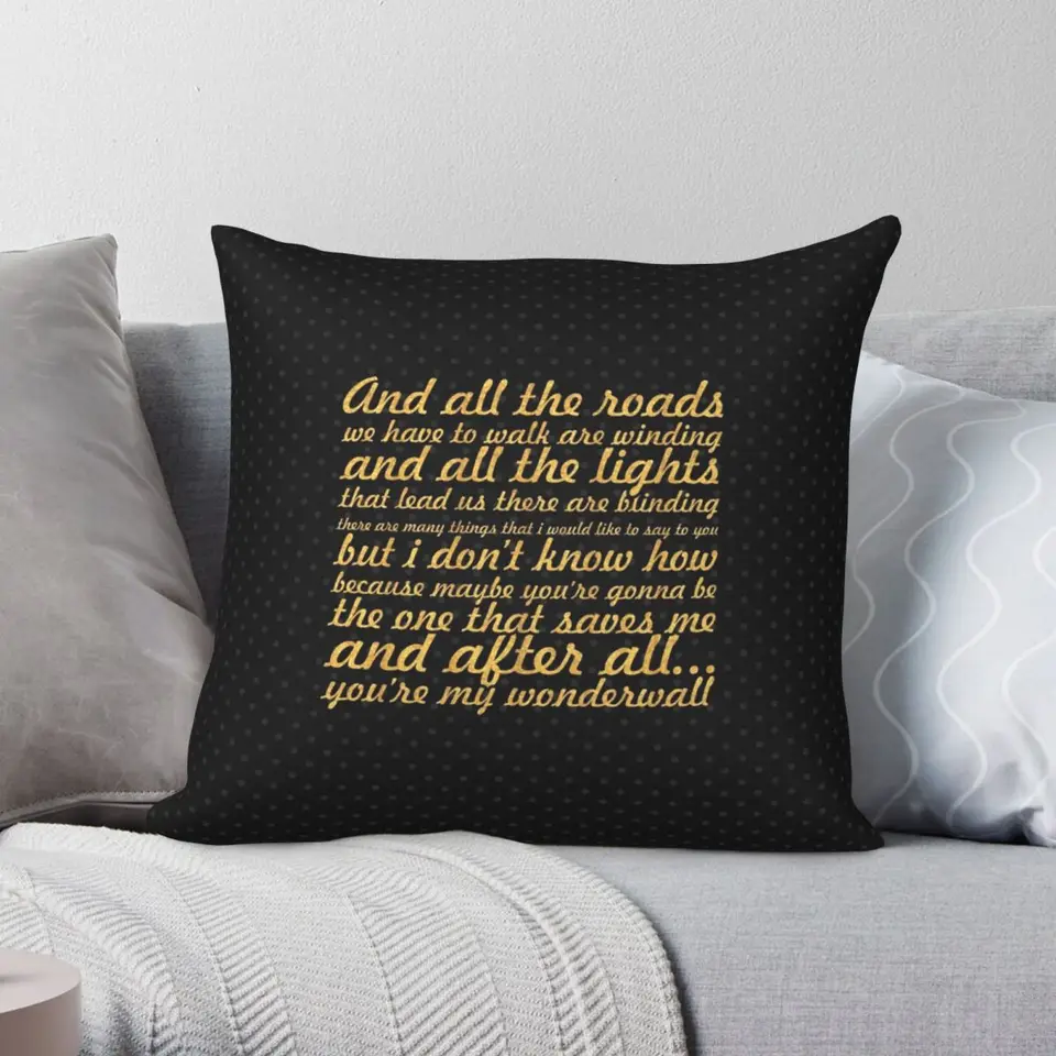 Oasis Wonderwall Song Lyric vankúš polyester ľan Velvet Creative Zip Decor Hrot vankúš vankúš v vankúši