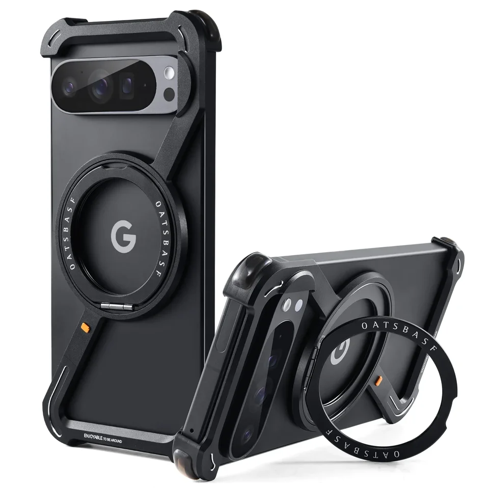 Oatsbasf Framless Metal Bumper puzdro pre Google Pixel 9 Pro XL zadný kryt pre Pixel 9 9Pro SCLAPPORE SHELL W/ MAGNETICKÝ RING
