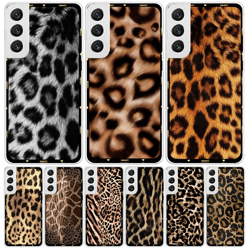 Obal na obálku tlače pre zvieracie leoparda pre Samsung Galay Poznámka 20 Ultra 10 Lite 9 8 J4 J6 Plus J8 M30S M21 M32 M51 M52 Trend Funda
