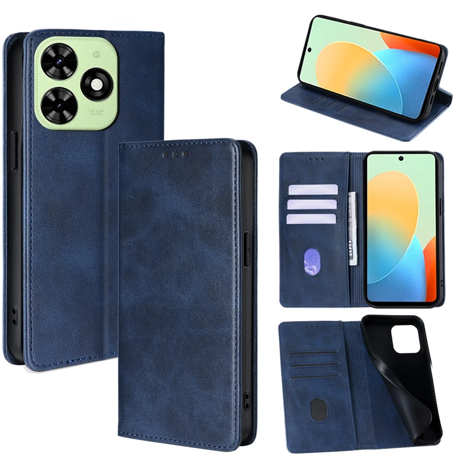 Obchodné puzdro na magnetický telefón pre Tecno Spark 20 10 Pro 20c 10c 8c Spark Go 2024 Pop 8 7 6 Pro Leather Wallet Case Flip Cover