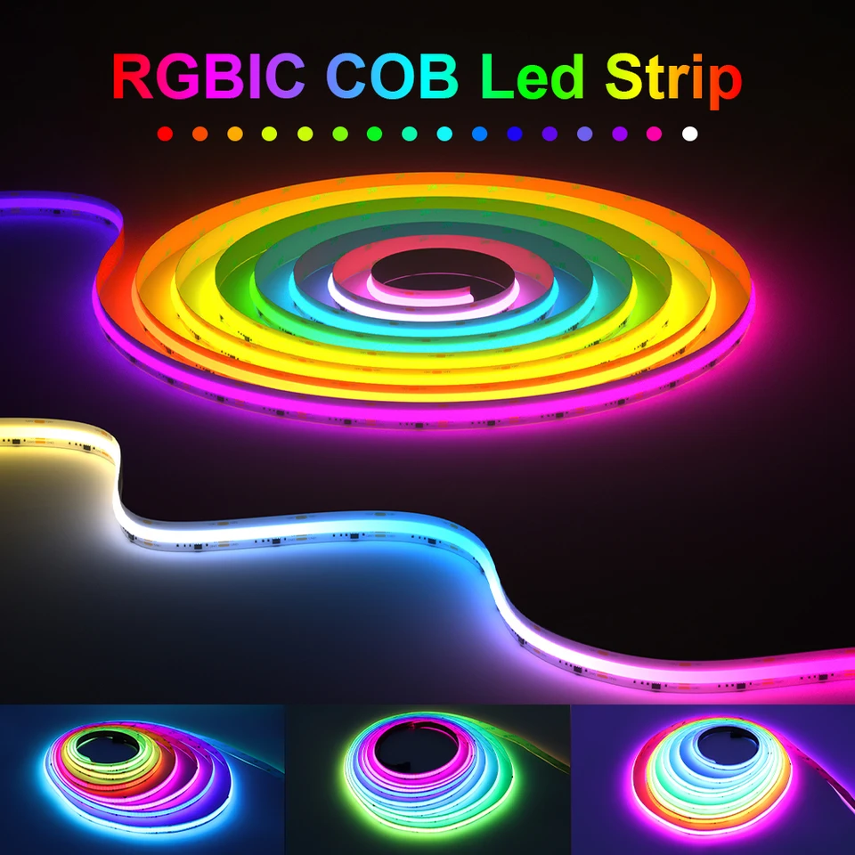 Obchodovateľné FOB LED LIGH COB Strip WS2811 12V 24V RGB Dream Plná farba vysoká hustota 5 m 10m flexibilné COB Lights 720 576 LEDS