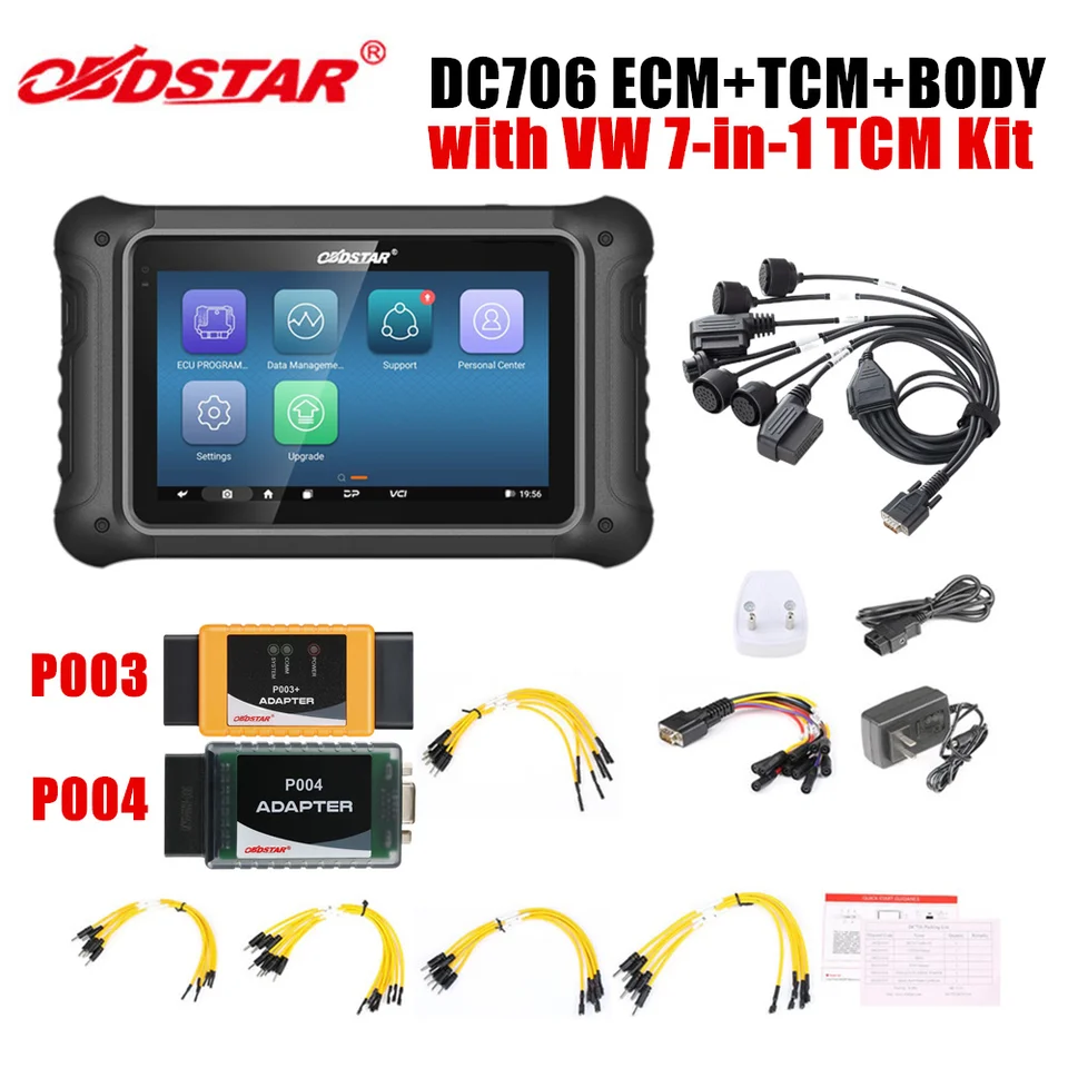 OBDstar DC706 ECM+TCM+Body by OBD alebo Labers Režim s adaptérom P003 a pre VW 7-v-1 TCM Kit
