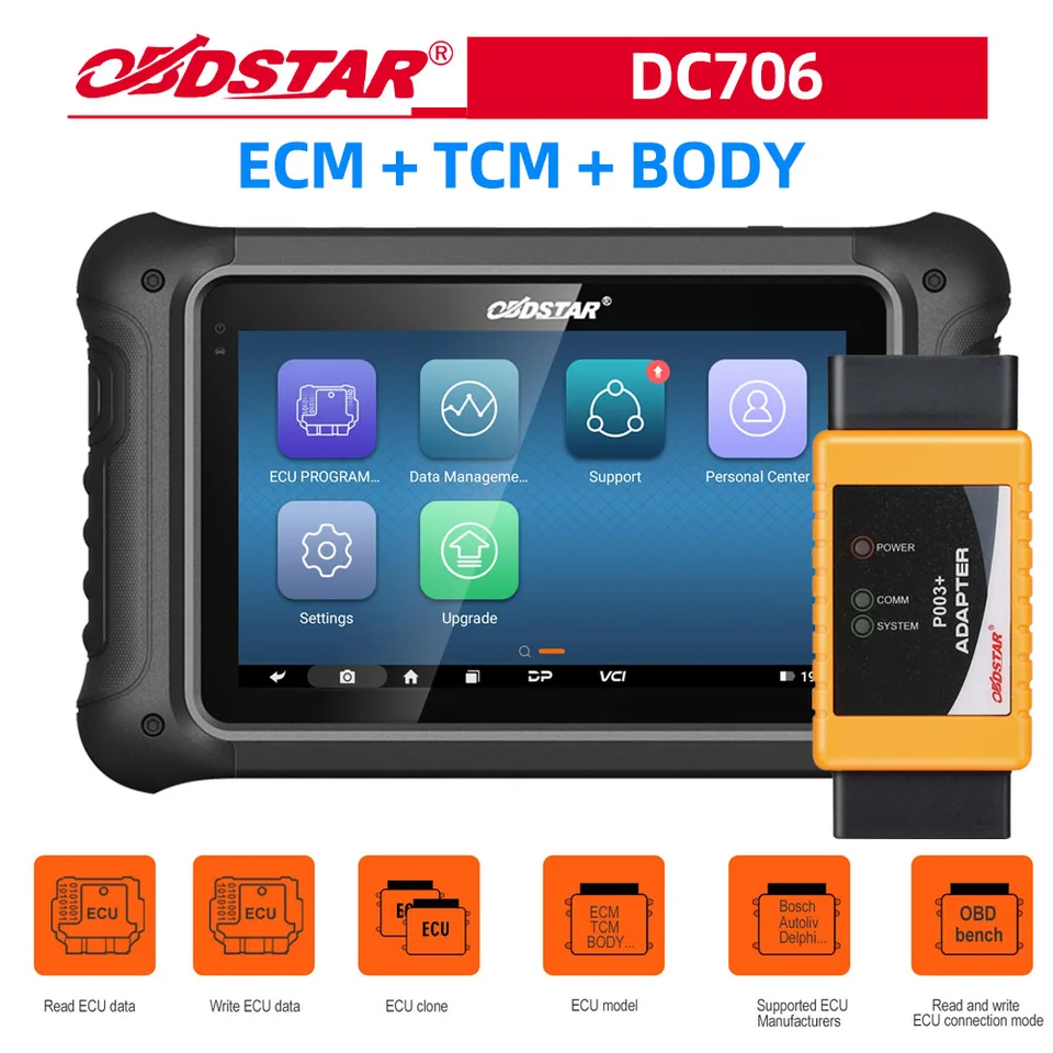OBDstar DC706 ECU Tool Plná verzia A/ B/ C Verzia pre CAR a Motocycle ECM & TCM & Body Clone od OBD alebo BENCH