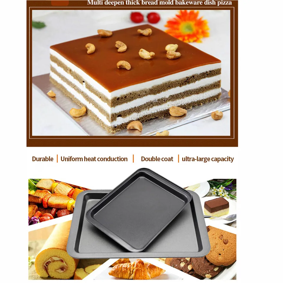 Obdĺžnicové pečenie Pans Pans Rast Tray Non-Stick Bakeware odolné voči profesionálnemu deformácii rezistentnému doštičke Zlato 24*18 cm