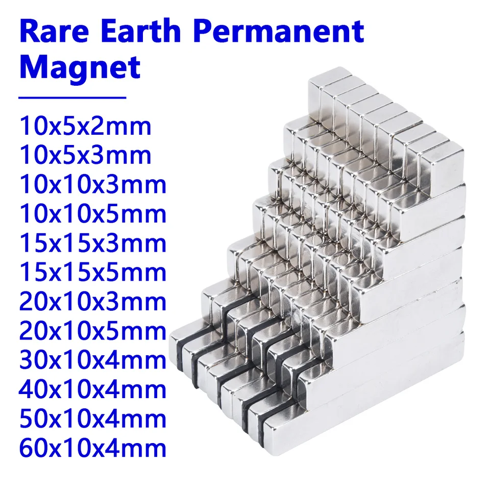 Obdĺžnikové neodymiové magnetové listy silný blok vzácny zemský magnet malý bar Imanes pre kancelársku chladničku remeslá magnetické DIY