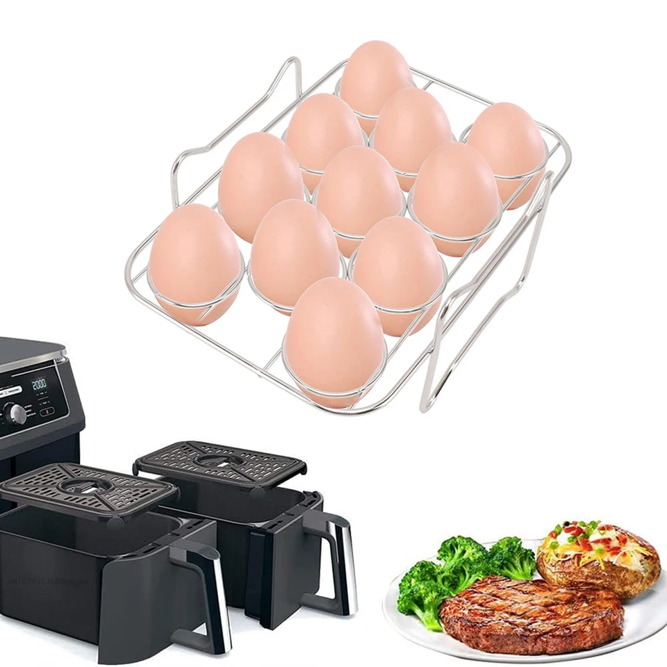 Obdĺžnikový vzduchový mriežka mriežky pre ninja Foodi DZ201/DZ401 Nerezová oceľ naparovacie vajcia stojany na pečenie pekáč na pečenie Airfryer